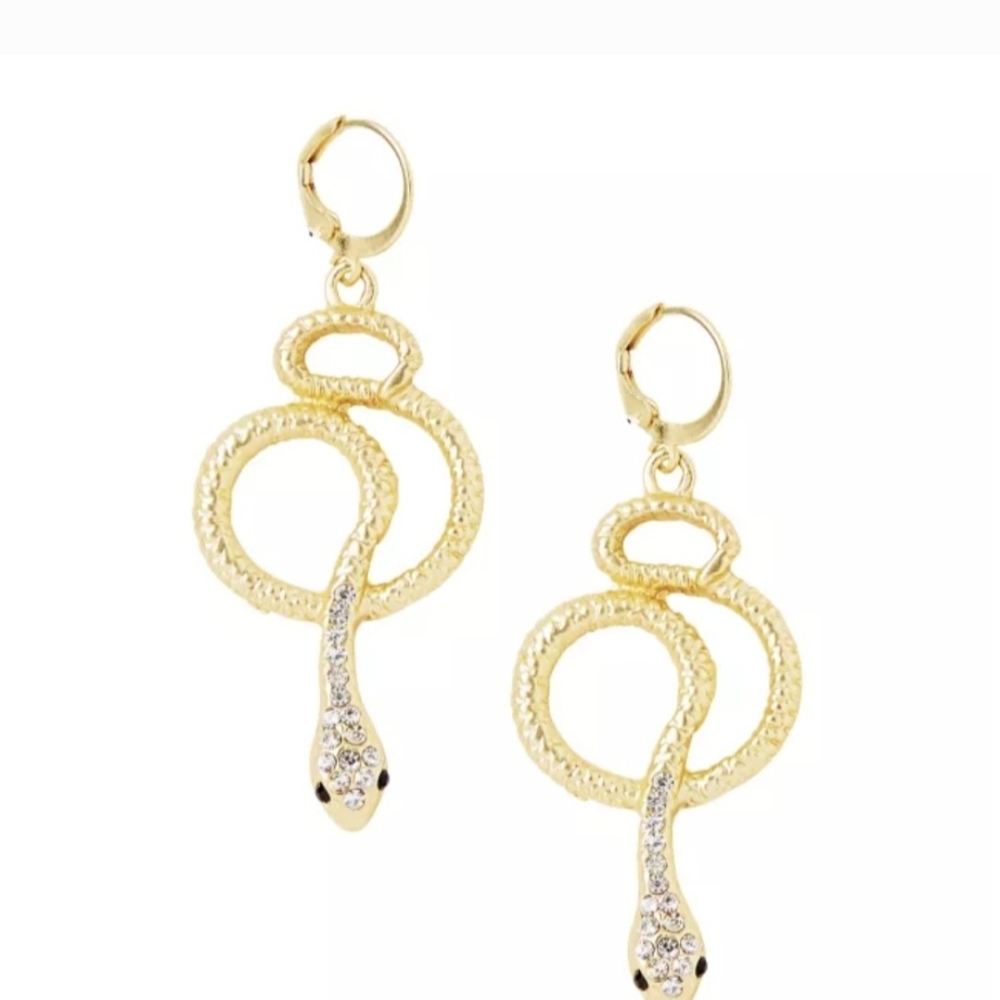 Cleopatra Costume Goldtone Roman Snake Earrings Jewelry Halloween Costume Fancy.
